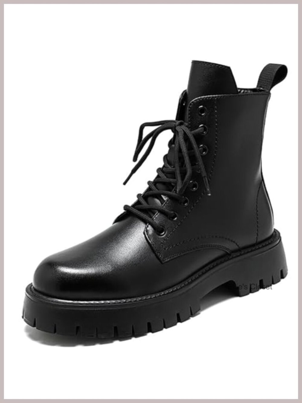 Patent Leather Platform Combat Boots Lace Up Side Zipper Chunky Lug Sole Men's